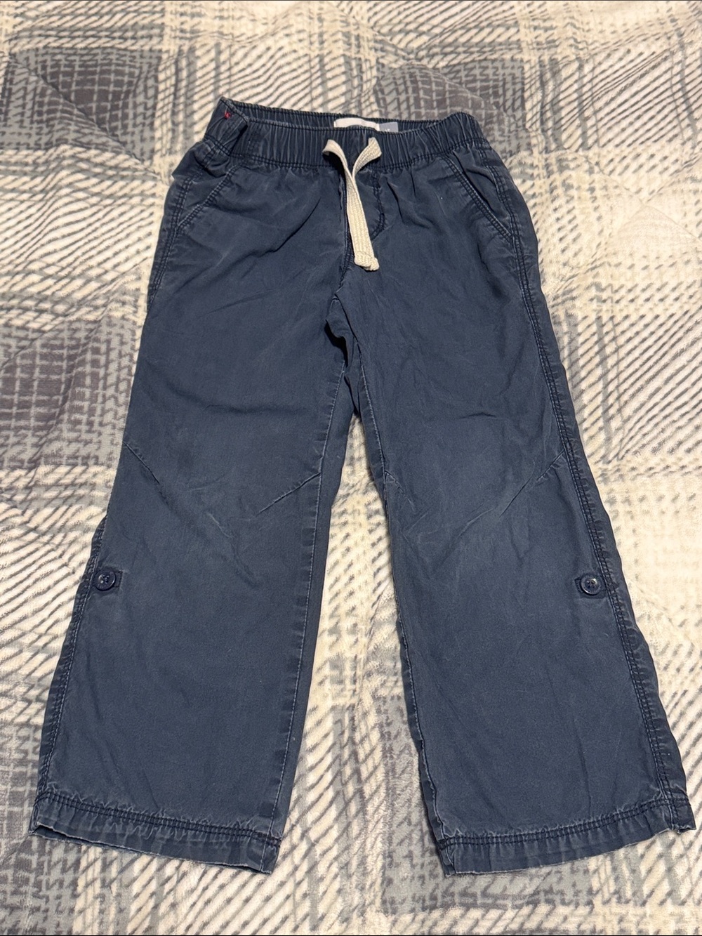 Kids Navy Drawstring Cotton Lined Pants